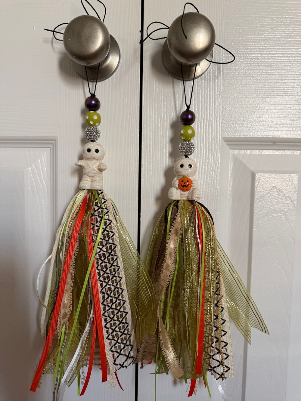 Handmade Halloween Ribbon Tassel Door Hangers with Mummy Charms